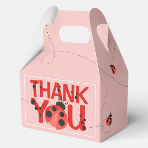 Pink Watercolor Ladybug Thank You Favor Box
