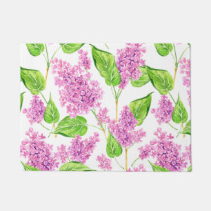 Pink watercolor lilac flowers doormat