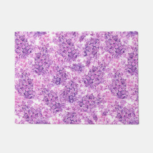 Pink watercolor lilac flowers doormat