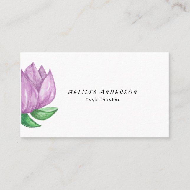 Pink Watercolor Lotus Business Card (Front)