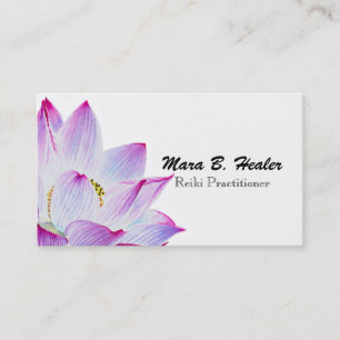 ~ Pink Watercolor Lotus Water Lily Simple Business Card