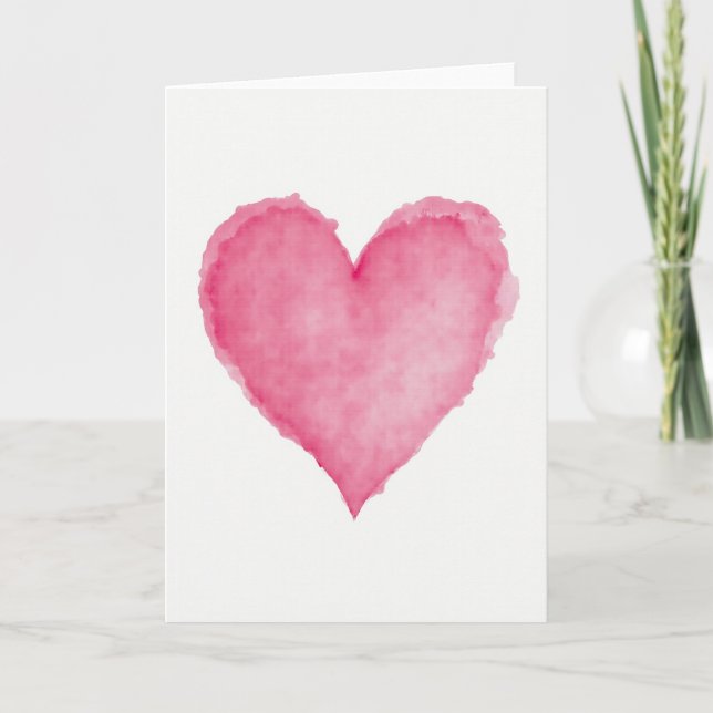 Pink Watercolor Love Heart Card (Front)