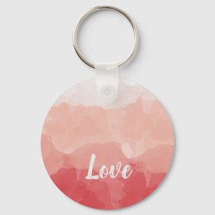 Pink Watercolor Love Keychain