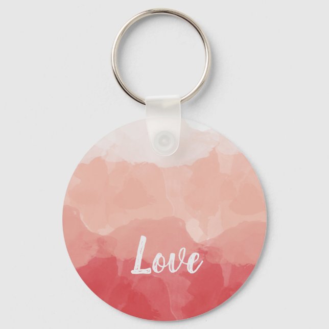 Pink Watercolor Love Keychain (Front)