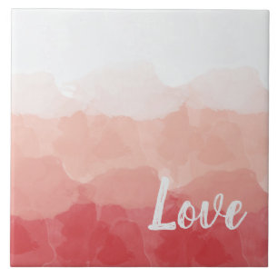 Pink Watercolor Love Tile