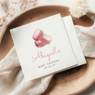 Pink Watercolor Macaron Cookies Girls Baby Shower Napkin