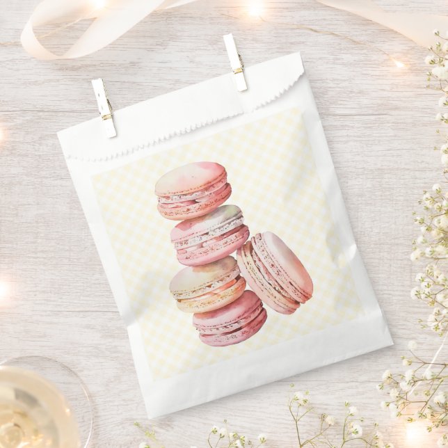 Pink Watercolor Macaron Favour Bag (Clipped)