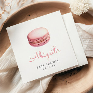 Pink Watercolor Macaron Girls Baby Shower Napkin