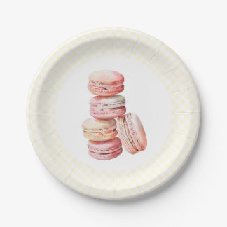 Pink Watercolor Macaron Paper Plate