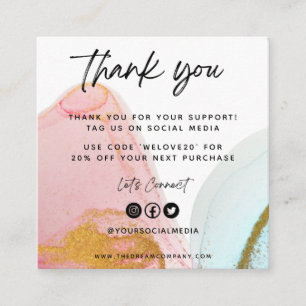 Pink WaterColor Mini Business Card