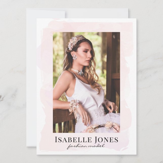 Pink Watercolor Model Actor 5 Photo Comp Card (Front)