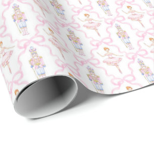 Pink Watercolor Nutcracker Christmas Wrapping Pape Paper