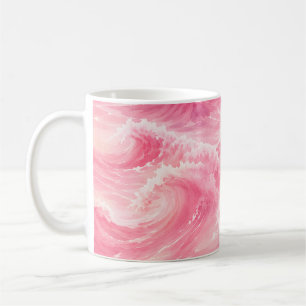 Pink Watercolor Ocean Waves Coffee Mug