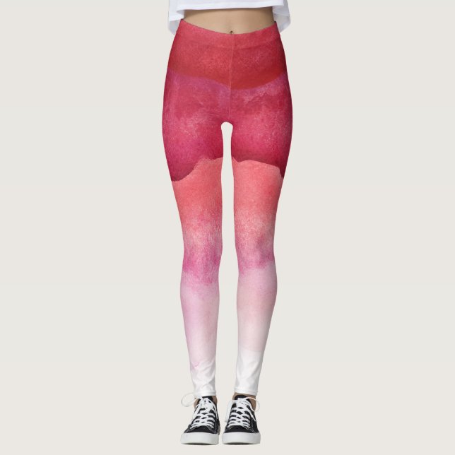 Pink Watercolor Ombre Leggings (Front)