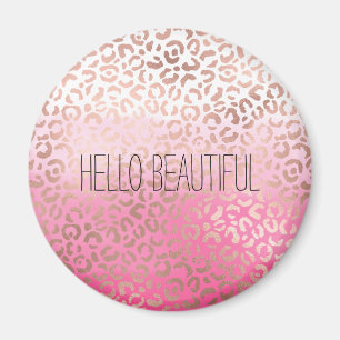 Pink Watercolor Ombre Leopard Print Personalized Magnet