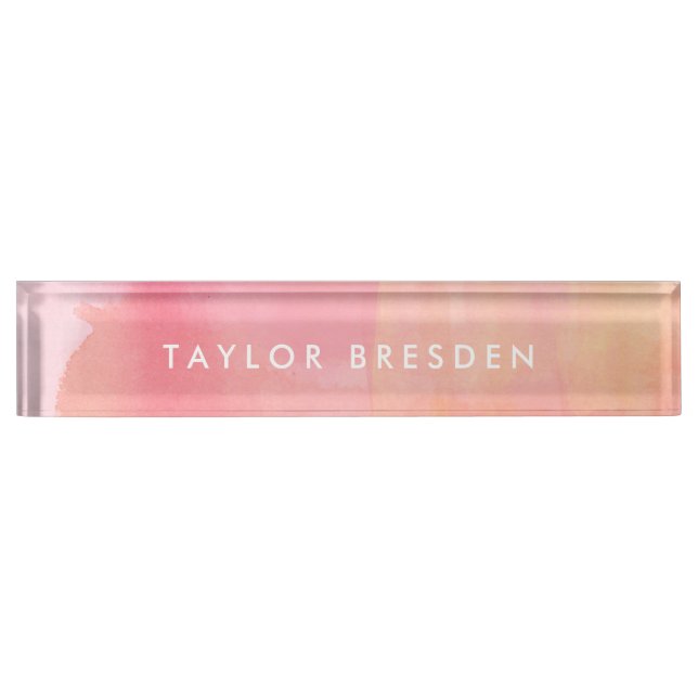 Pink Watercolor Ombre Name Nameplate (Front)