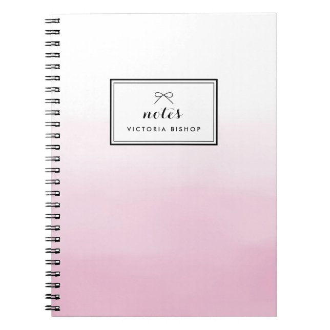 Pink Watercolor Ombre Personalized Notebook (Front)