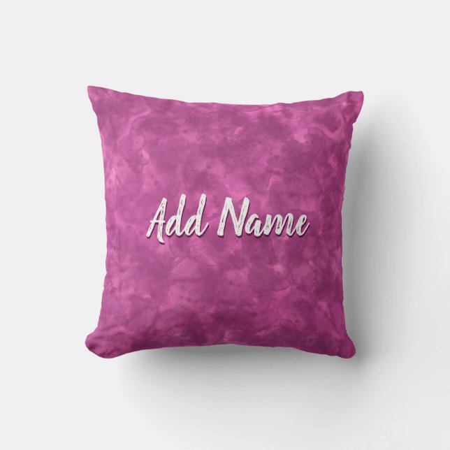 Pink Watercolor Painting Custom Name Throw Pillow (Front)