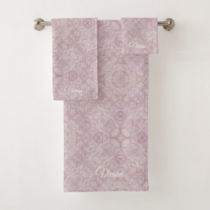 Pink Watercolor Pattern Bath Towel Set