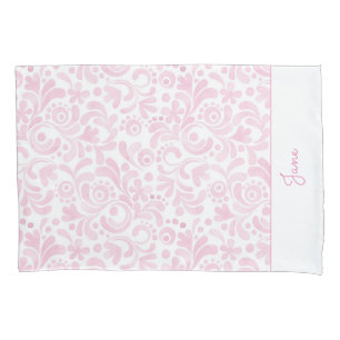 Pink Watercolor Pattern NAME Sweet Girl Decor Pillowcase