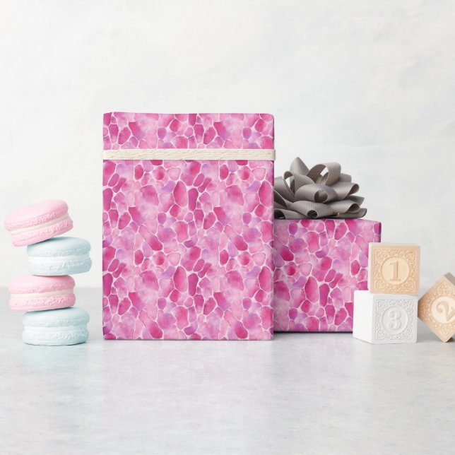 Pink Watercolor Pebbles  Wrapping Paper (Baby Shower)