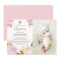 Pink Watercolor Peonies Photo Baptism Invitation