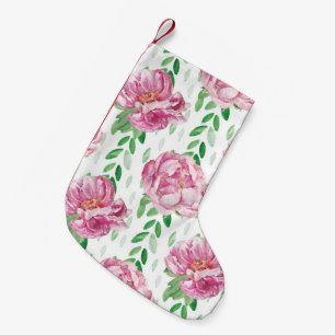 Pink  Watercolor Peonies Small Christmas Stocking