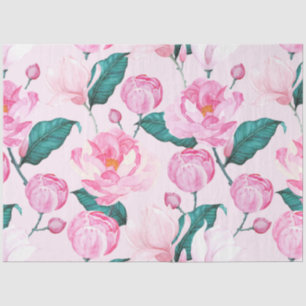 Pink Watercolor peony floral decoupage Tissue Paper