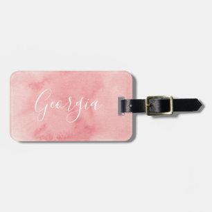 Pink watercolor Personalised Luggage Tag