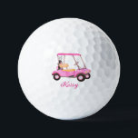 Pink Watercolor Personalized Golf Cart Golf Balls<br><div class="desc">She'll have fun with this personalized pink watercolor golf cart -- with her golf clubs -- ready to ride any course. Any special requests or design questions,  just send a chat or an email to charmdesignstudio@rcn.com and we'll be delighted to assist.</div>