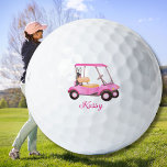 Pink Watercolor Personalized Golf Cart Golf Balls<br><div class="desc">She'll have fun with this personalized pink watercolor golf cart -- with her golf clubs -- ready to ride any course. Any special requests or design questions,  just send a chat or an email to charmdesignstudio@rcn.com and we'll be delighted to assist.</div>