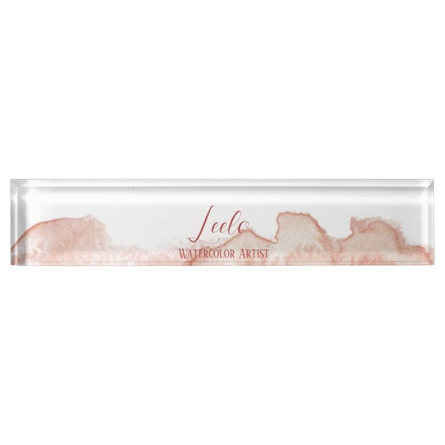 Pink Watercolor Personalized Nameplate (Front)