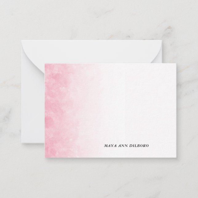 Pink Watercolor Personalized Note Cards (Front)