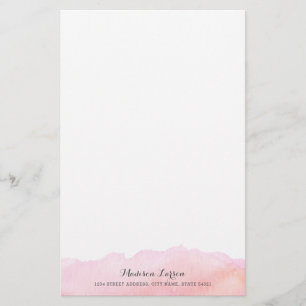 Pink Watercolor Personalized Stationery