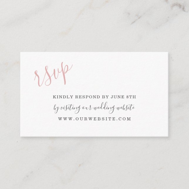 Pink Watercolor Petals wedding RSVP online Enclosure Card (Front)