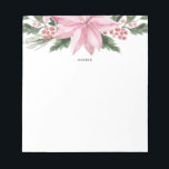 Pink Watercolor Poinsettia and Hollies Garland Notepad<br><div class="desc">Christmas theme floral notepad featuring watercolor illustrations of pink poinsettia,  berries and holly.  This pink poinsettia notepad will be perfect as a personalized gift. Personalize by adding a name or short phrase.</div>