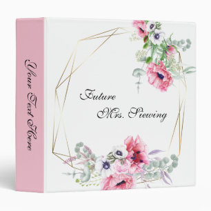 Pink Watercolor Poppies 3 Ring Binder Pink