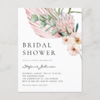 Pink Watercolor Protea Tropical Bridal Shower