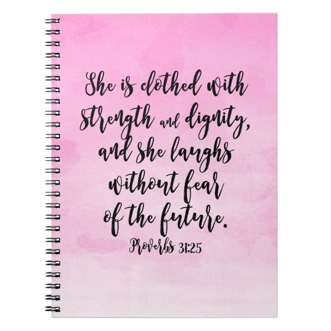 Pink Watercolor Proverbs 31 Christian Womens Bible Notebook (Front)