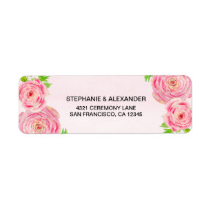 Pink Watercolor Ranunculus Address Labels