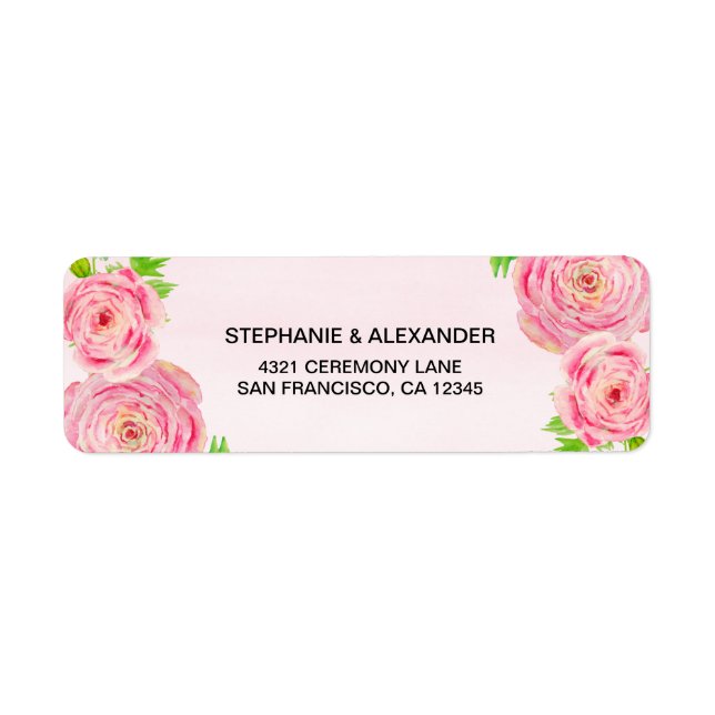 Pink Watercolor Ranunculus Address Labels (Front)