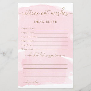 Pink Watercolor Retirement Wishes