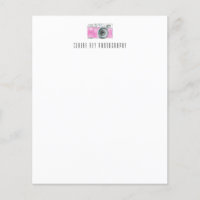 Pink Watercolor Retro Camera Photographer Logo