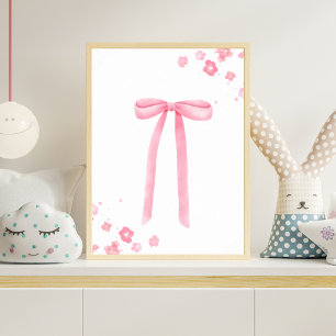 Pink Watercolor Ribbon Nursery Wall Art Baby Girl