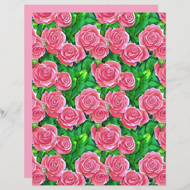 Pink Watercolor Rose Pattern (Front/Back)