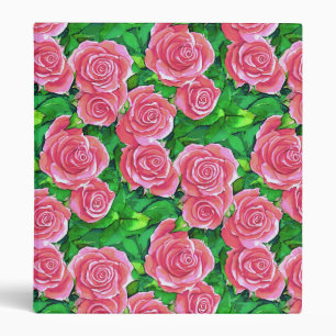 Pink Watercolor Rose Pattern Binder