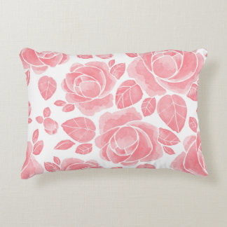 Pink Watercolor Rose - Romantic Floral Accent Pillow