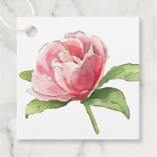 Pink Watercolor Rose String Tag
