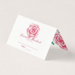 Pink Watercolor Rose   Wedding Table / Place Card