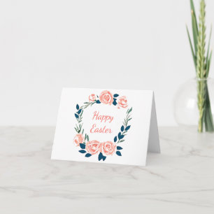 Pink watercolor rose wreath custom card
